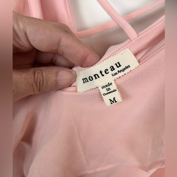 Monteau pink chiffon mini dress, Med, ruffles, sleeveless, pretty, feminine - Picture 4 of 10